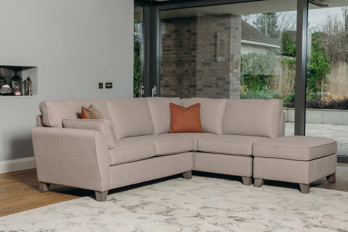 Biscuit Fabric RHF Corner Group Sofa L Shaped