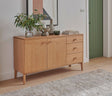 Modern Natural Oak Large 2 Door 3 Drawer Sideboard with Adjustable Shelf