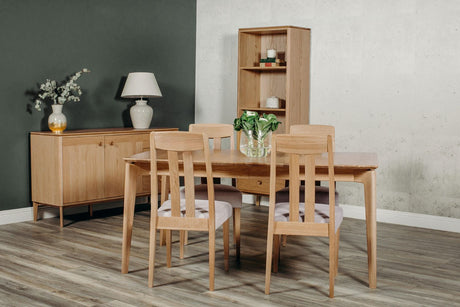 Oak Natural Slat Back Dining Chair Grey Padded Seat