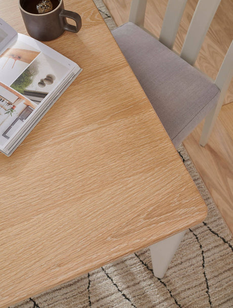 Modern Taupe 125 to 165cm Extending Dining Table Oak Top