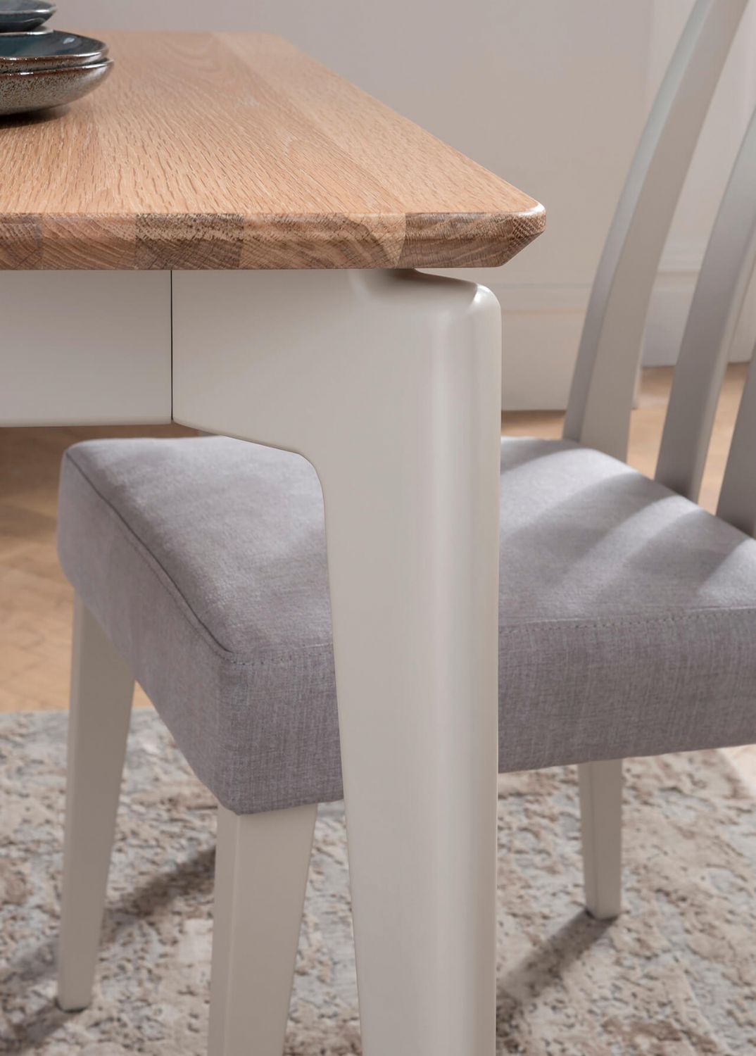 Modern Taupe 125 to 165cm Extending Dining Table Oak Top