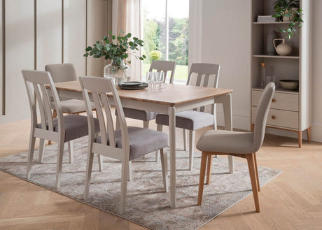 Modern Taupe 125 to 165cm Extending Dining Table Oak Top