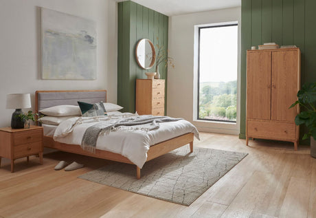 Modern Natural Oak Tall 5 Drawer Chest and Pin Style Legs