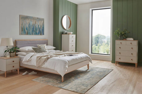 Taupe Wood Oak Trimmed Super King Size Bed