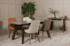 Cream Natural Fabric Dining Chair Black Wooden Legs