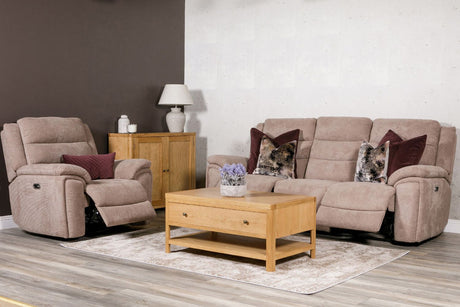 Natural Oak 1 Drawer Coffee Table with Lower Self