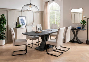 Charcoal Glass Top Large Extending Dining Table 160 to 200cm