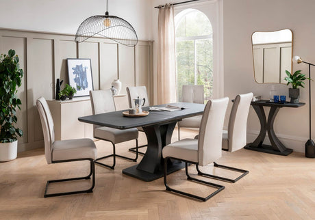 Charcoal Glass Top Large Extending Dining Table 160 to 200cm