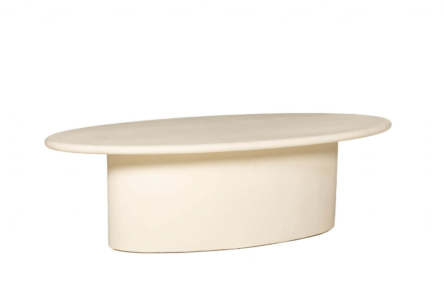 White Wooden Textured Finish Oval Coffee Table