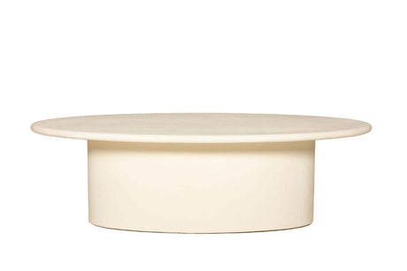 White Wooden Textured Finish Oval Coffee Table