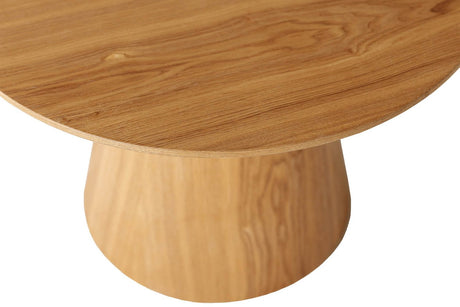 Brown Wooden Round Coffee Table with Pyramid Base