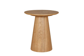 Brown Wooden Round Lamp Table with Pyramid Base