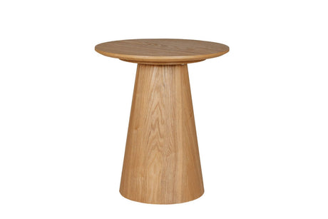 Brown Wooden Round Lamp Table with Pyramid Base