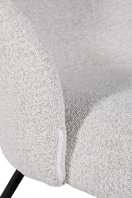 Ivory Boucle Fabric Accent Chair with Sleek Black Legs