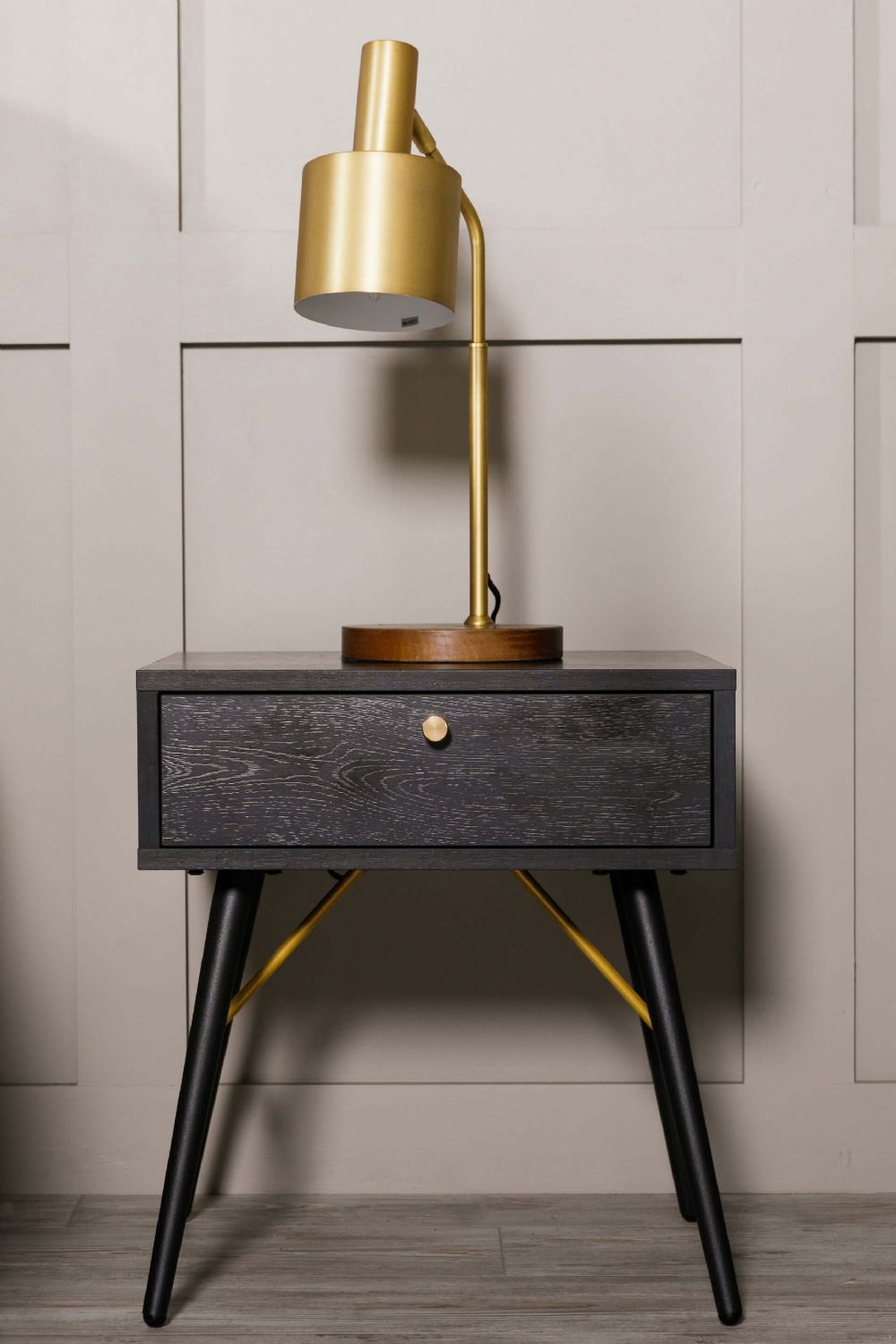 Black and Copper 1 Drawer Bedside Table Metal Legs