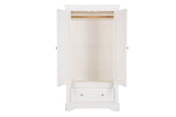 Tall Bone White 2 Door 1 Drawer Double Wardrobe