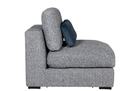 Blue Chenille Fabric Armless Sectional Modular Seat