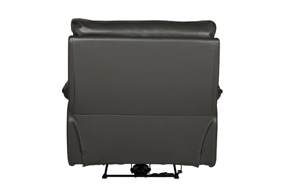 Dark Grey Leather Electric Power Recliner Armchair