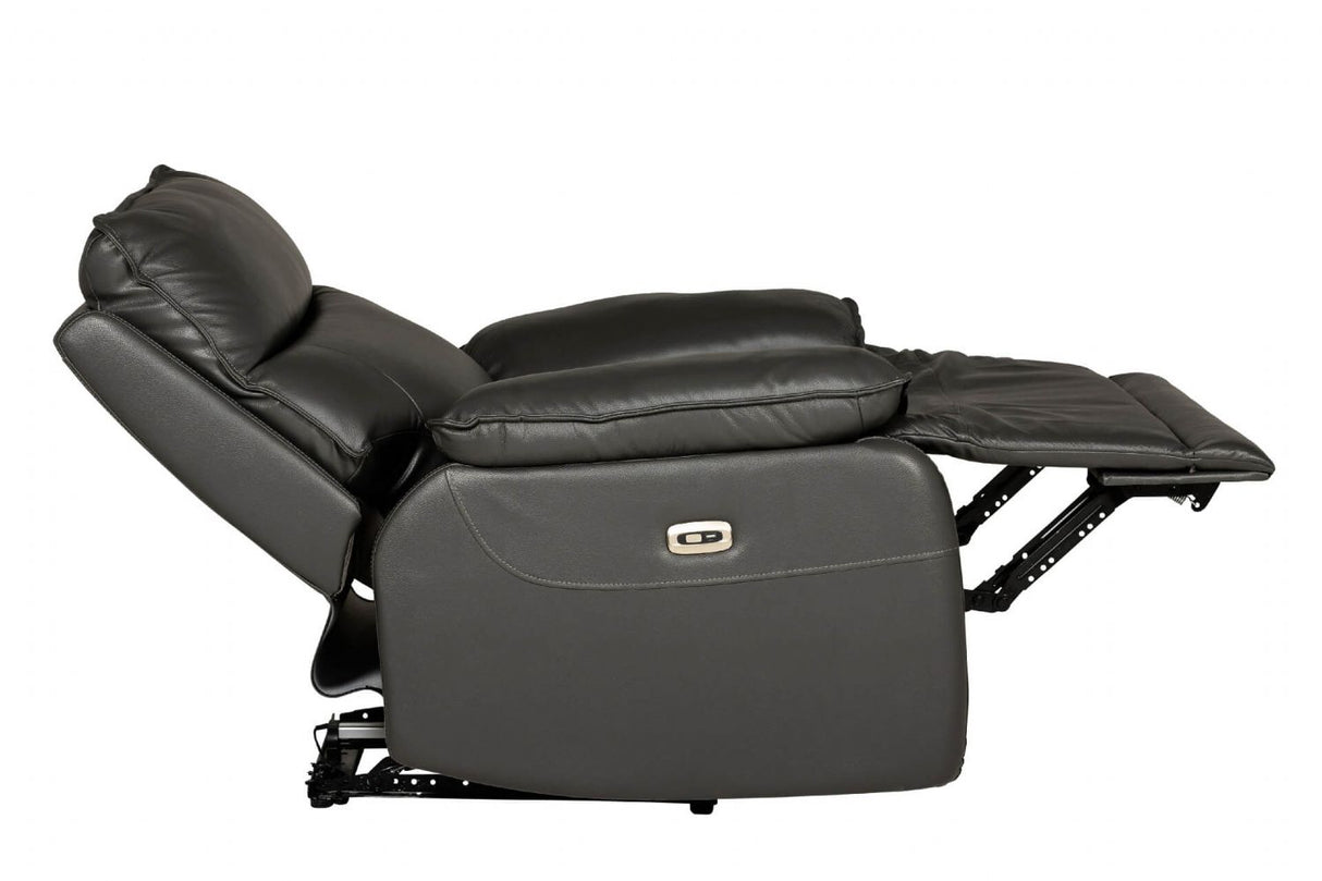 Dark Grey Leather Electric Power Recliner Armchair