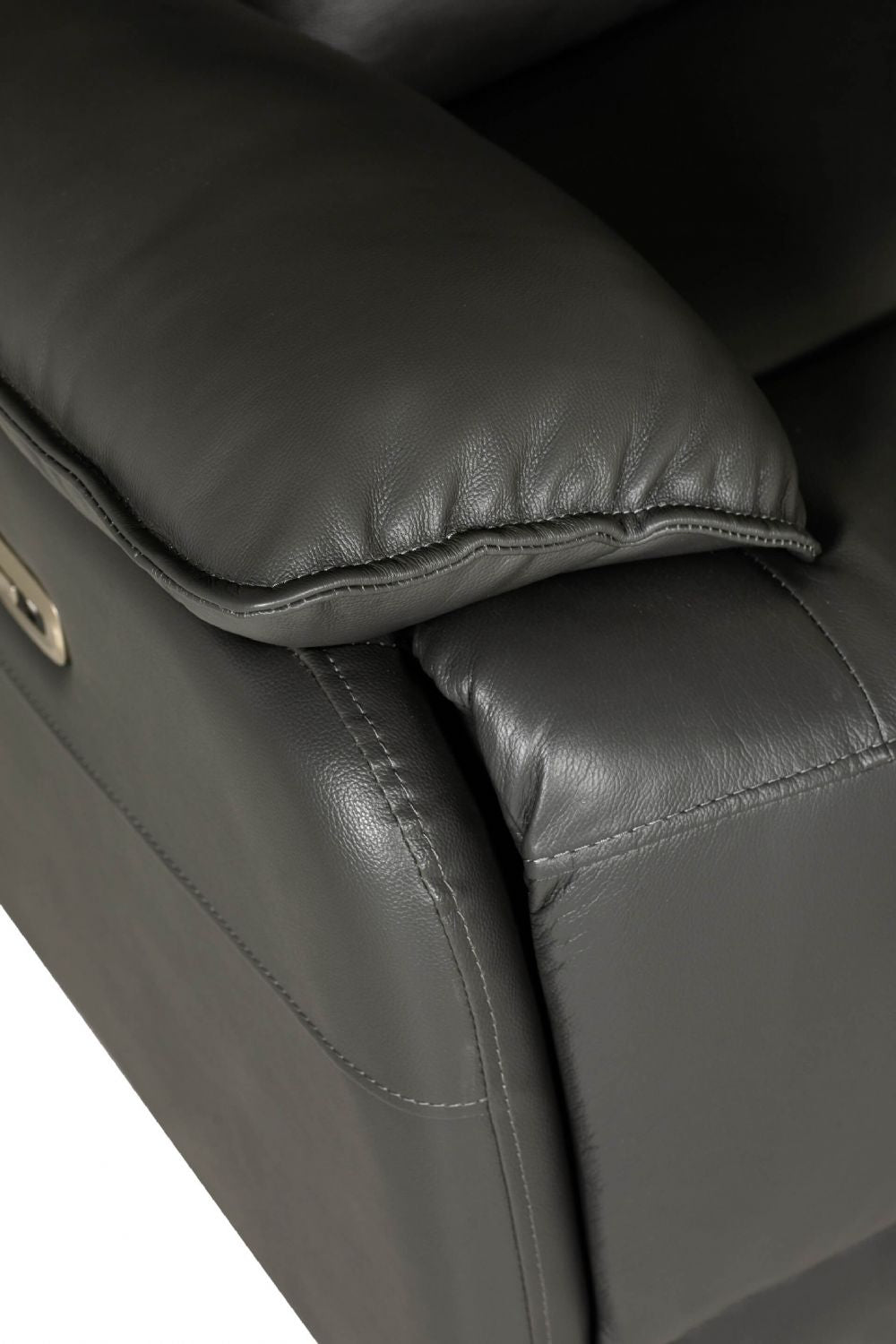 Dark Grey Leather Electric Power Recliner Armchair