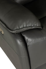 Dark Grey Leather Electric Power Recliner Armchair
