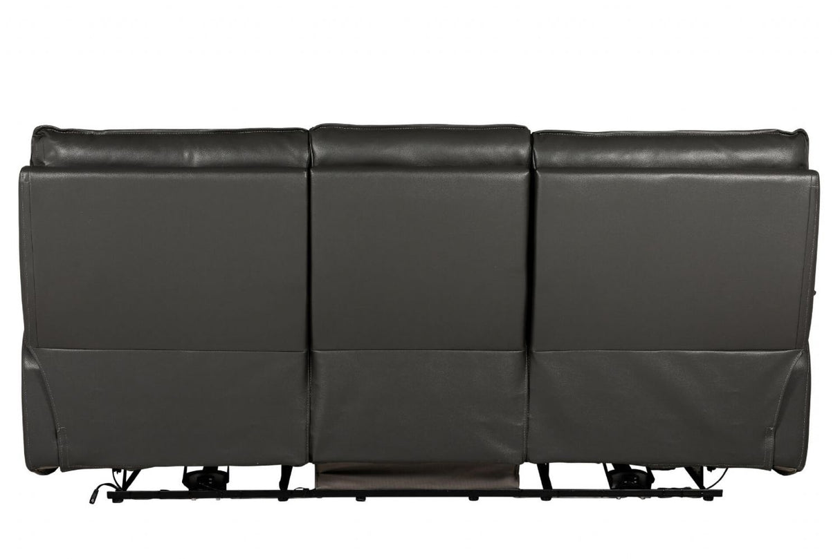 Dark Grey Leather 3 Seater Electric Recliner Sofa