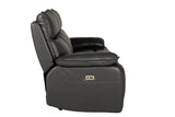Dark Grey Leather 3 Seater Electric Recliner Sofa