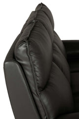 Dark Grey Leather 3 Seater Electric Recliner Sofa