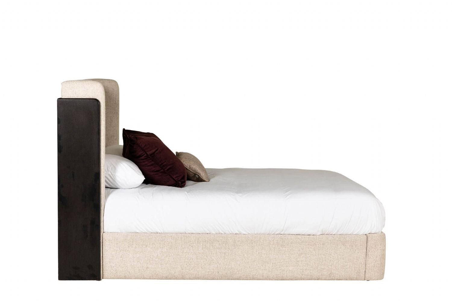 Ebony Trimmed Natural Fabric Super King Size Bed Frame