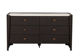 Brown Marble Effect Top Dressing Chest of 6 Drawers