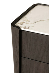 Brown Marble Effect Top Dressing Chest of 6 Drawers