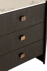 Brown Marble Effect Top Dressing Chest of 6 Drawers