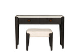 Ebony Wooden Wide 2 Drawer Dressing Table Marble Effect Top