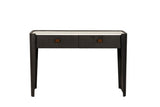 Ebony Wooden Wide 2 Drawer Dressing Table Marble Effect Top