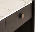 Ebony Wooden Wide 2 Drawer Dressing Table Marble Effect Top