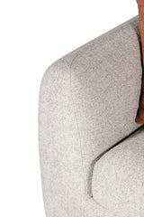 Natural Fabric Left Hand Facing Arm Sectional with Cushions
