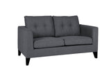 Modern Charcoal Fabric Upholstered 2 Seater Sofa with Buttoned Sides