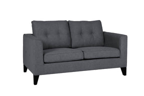 Modern Charcoal Fabric Upholstered 2 Seater Sofa with Buttoned Sides