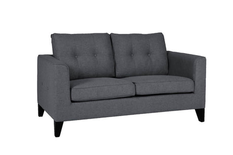 Modern Charcoal Fabric Upholstered 2 Seater Sofa with Buttoned Sides