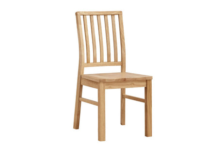 Natural Wooden Slat Back Dining Chair with Solid Seat