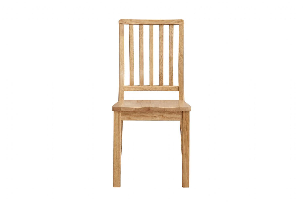 Natural Wooden Slat Back Dining Chair with Solid Seat