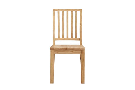 Natural Wooden Slat Back Dining Chair with Solid Seat