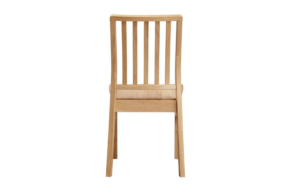 Natural Wooden Slat Back Dining Chair with Solid Seat