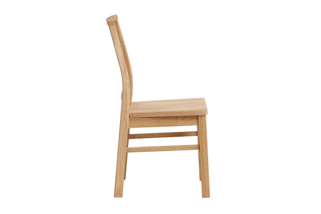 Natural Wooden Slat Back Dining Chair with Solid Seat