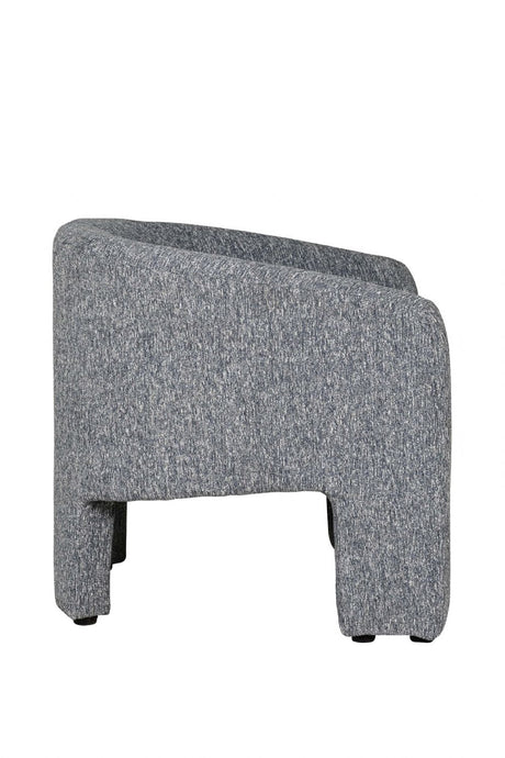 Blue Chenille Fabric Upholstered Curved Accent Chair