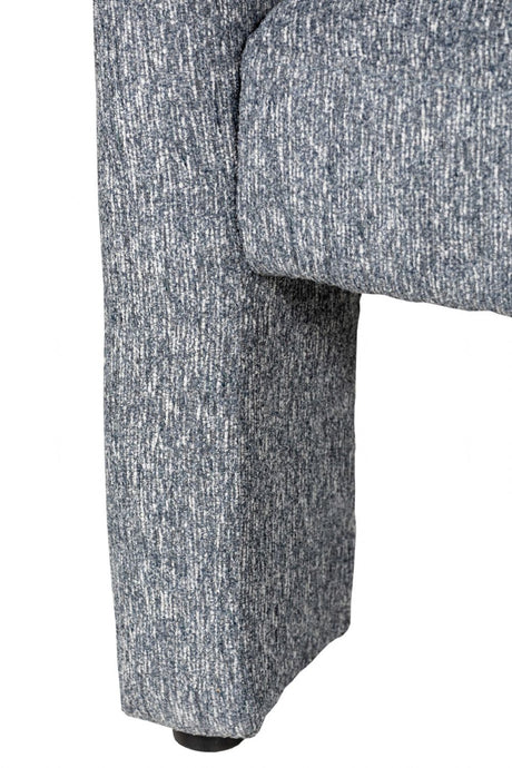 Blue Chenille Fabric Upholstered Curved Accent Chair