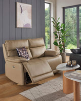Latte Leather Electric Power 3 Seater Recliner Sofa