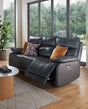 Dark Grey Leather 3 Seater Electric Recliner Sofa