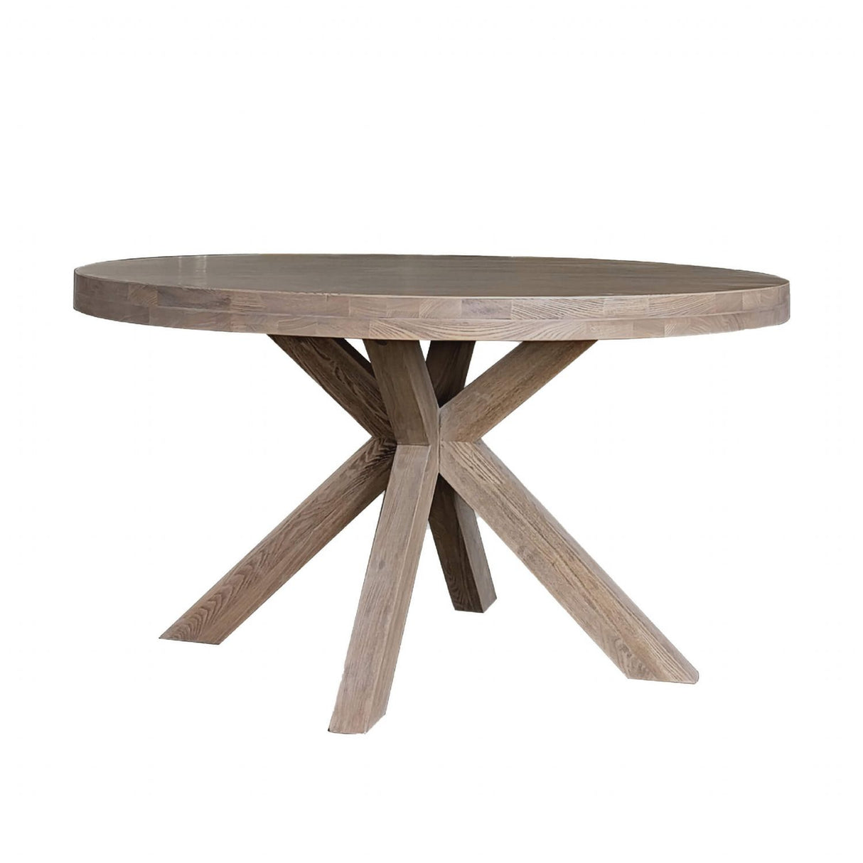 Natural Smoked Oak Round Dining Table Cross Legs 137cm