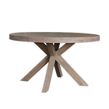 Natural Smoked Oak Round Dining Table Cross Legs 137cm